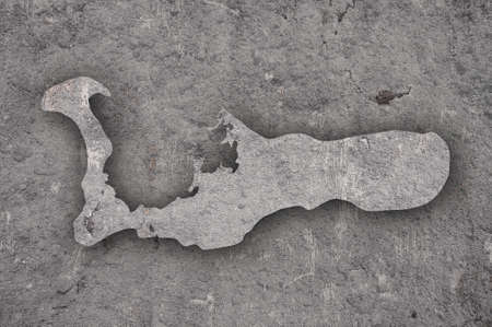 Map of Grand Caiman Island on weathered concreteの写真素材