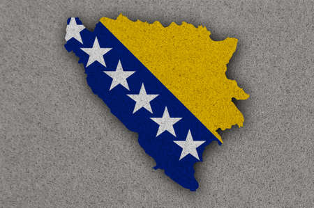 Map and flag of Bosnia and Herzegovina on feltの写真素材