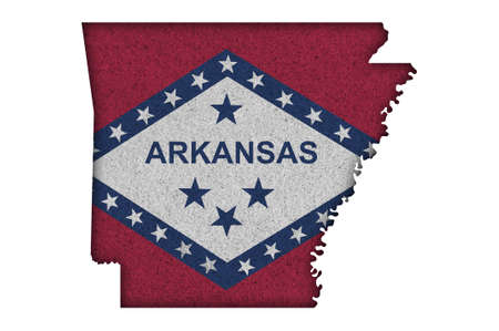 Map and flag of Arkansas on feltの写真素材