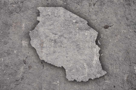 Map of Tanzania on weathered concreteの写真素材
