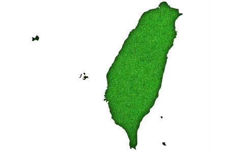 Map of Taiwan on green feltの写真素材