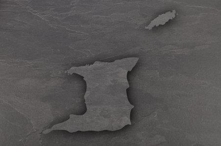 Map of Trinidad and Tobago on dark slateの写真素材
