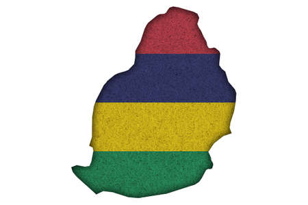 Map and flag of Mauritius on feltの写真素材