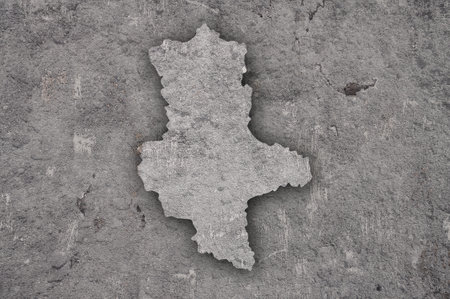 Map of Saxony-Anhalt on weathered concreteの写真素材