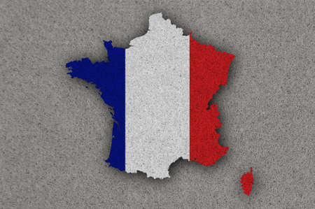 Map and flag of France on feltの写真素材