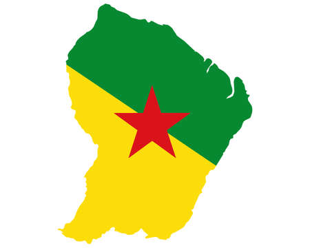 Flag in map of French Guyanaのイラスト素材