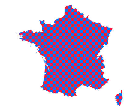 Map of France in checkerboard patternのイラスト素材