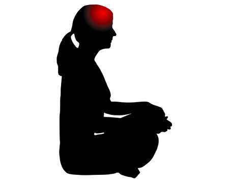Woman doing yoga having headacheのイラスト素材
