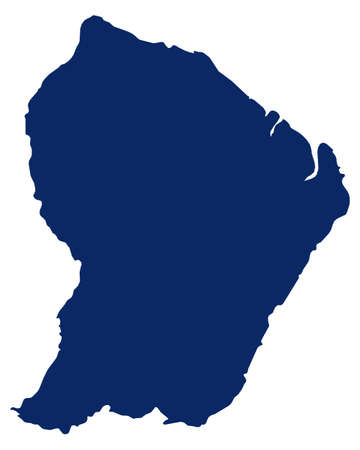 Map of French Guiana in blue colorのイラスト素材