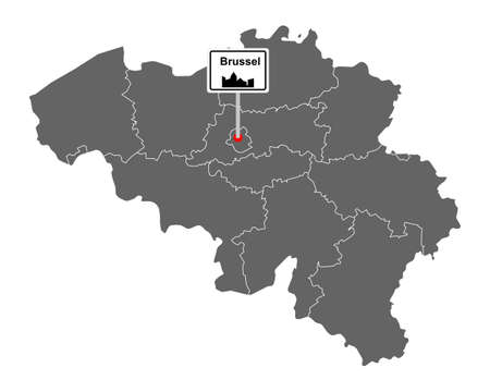 Map of Belgium with road sign Brusselのイラスト素材