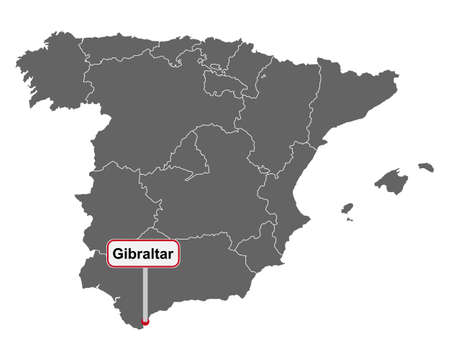 Map of Spain with place name sign of Gibraltarのイラスト素材