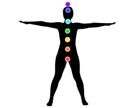 Woman meditation with the 7 chakrasのイラスト素材