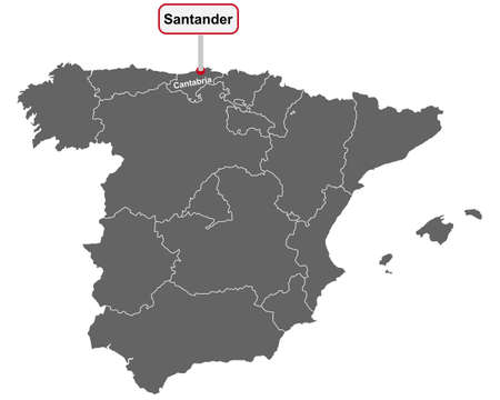 Place name sign Santander at map of Spainのイラスト素材
