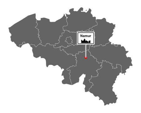 Map of Belgium with road sign Namurのイラスト素材