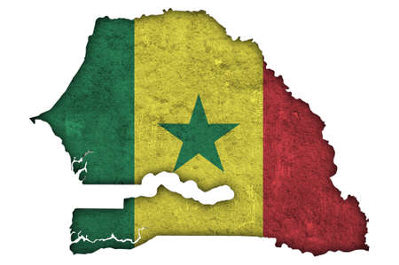 Map and flag of Senegal on weathered concreteの写真素材