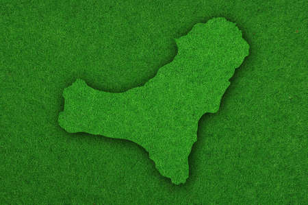Map of El Hierro on green feltの写真素材
