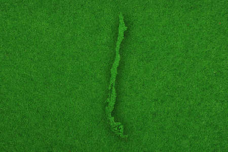 Map of Chile on green feltの写真素材