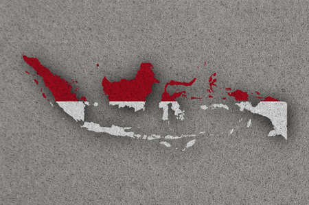 Map and flag of Indonesia on feltの写真素材