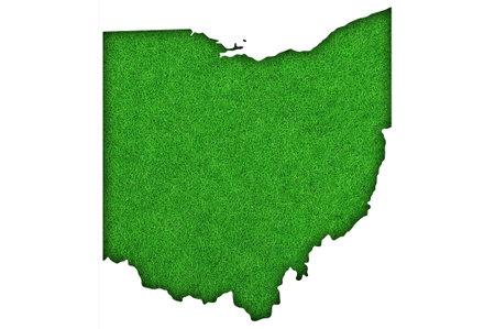 Map of Ohio on green feltの写真素材