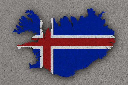Map and flag of Iceland on feltの写真素材