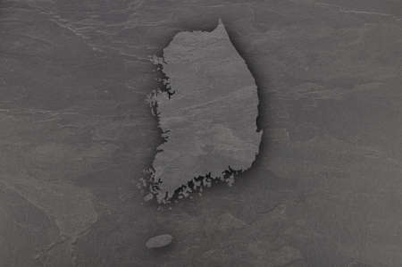 Map of South Korea on dark slateの写真素材