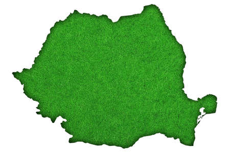 Map of Romania on green feltの写真素材