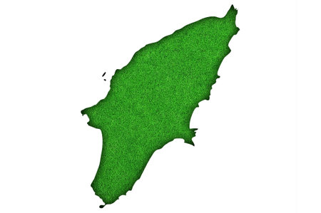 Map of Rhodes on green feltの写真素材