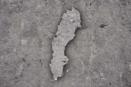 Map of Sweden on weathered concreteの写真素材