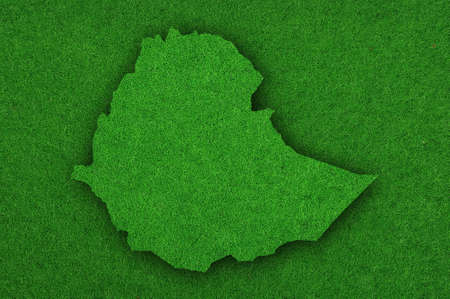 Map of Ethiopia on green feltの写真素材