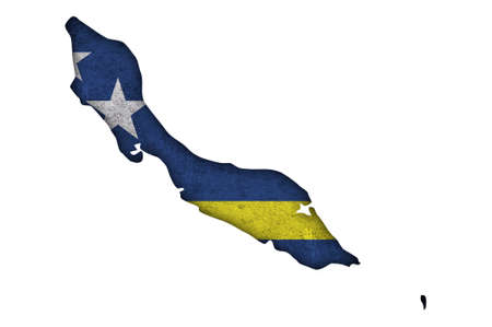 Map and flag of Curacao on weathered concreteの写真素材