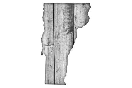 Map of Vermont on weathered woodの写真素材