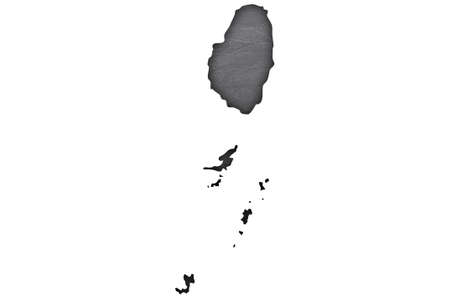 Map of Saint Vincent and the Grenadines on dark slateの写真素材