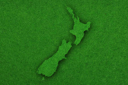 Map of New Zealand on green feltの写真素材