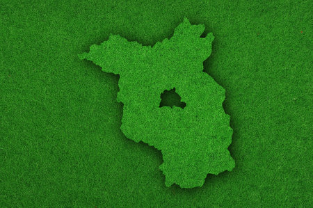 Map of Brandenburg on green feltの写真素材