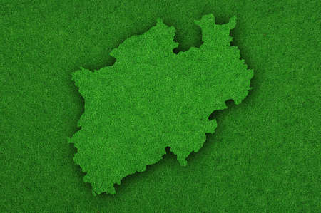 Map of North Rhine-Westphalia on green feltの写真素材