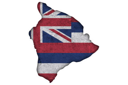 Map and flag of Hawaii on weathered concreteの写真素材