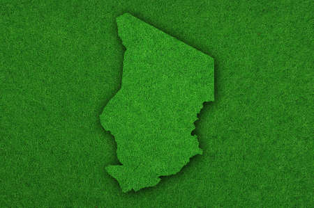 Map of Chad on green feltの写真素材