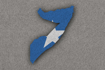 Map and flag of Somalia on feltの写真素材