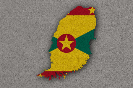 Map and flag of Grenada on feltの写真素材