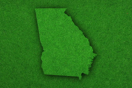 Map of Georgia on green feltの写真素材