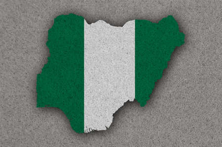 Map and flag of Nigeria on feltの写真素材