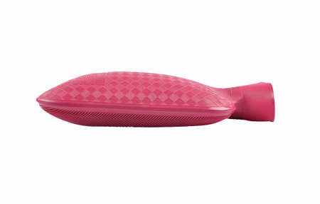 Pink hot water bottle isolated on white backgroundの写真素材