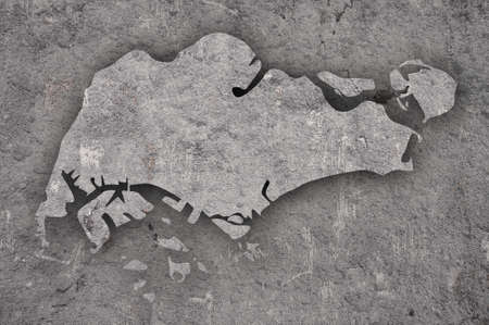 Map of Singapore on weathered concreteの写真素材