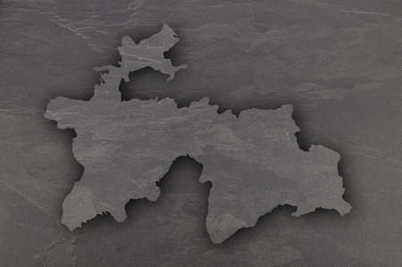 Map of Tajikistan on dark slateの写真素材