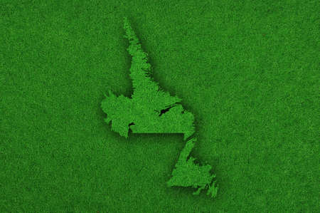 Map of Newfoundland and Labrador on green feltの写真素材
