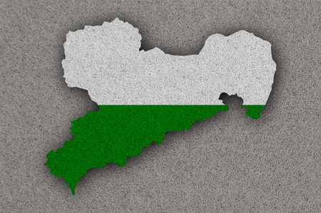 Map and flag of Saxony on feltの写真素材