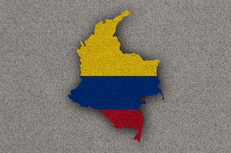 Map and flag of Colombia on feltの写真素材