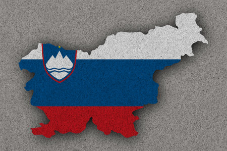 Map and flag of Slovenia on feltの写真素材