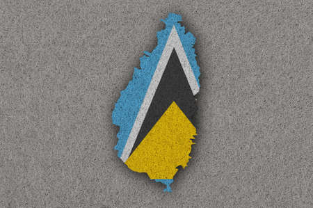Map and flag of Saint Lucia on feltの写真素材