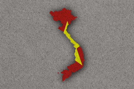 Map and flag of Vietnam on felt